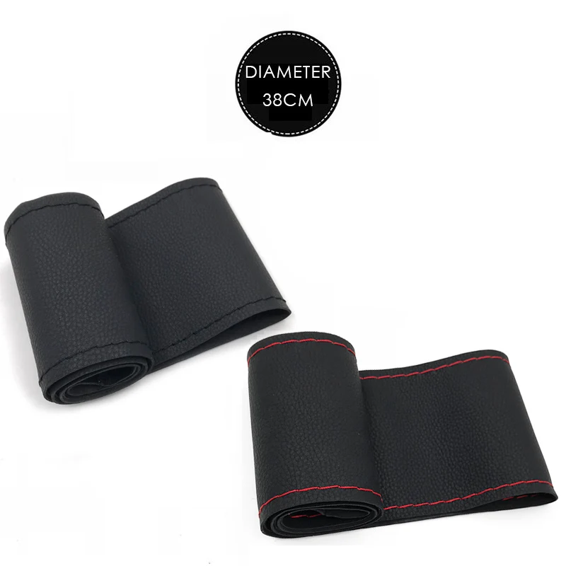 37cm/38CM DIY Steering Wheel Covers soft Leather braid Car Interior accessories