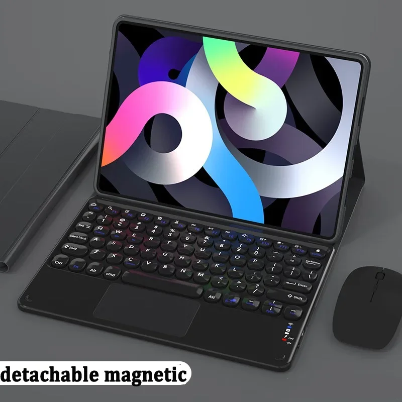 Enhanced Tablet Magic Keyboard with Magnetic Touchpad and Leather Cover