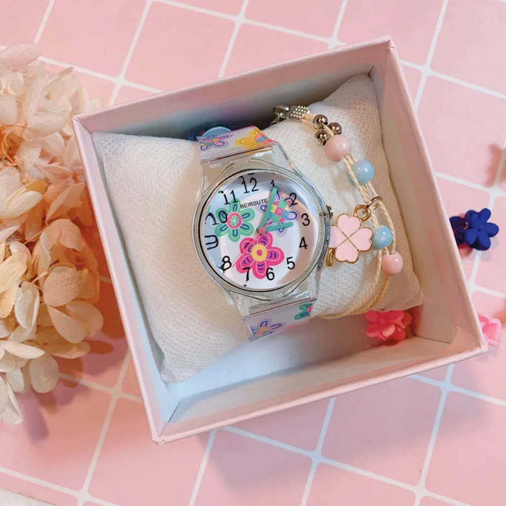 New Fashion Colorful Flower Watch for Girl Women Cute Cartoon Kids Watches Silicone Quartz Candy Color Children Wristwatch Clock 4