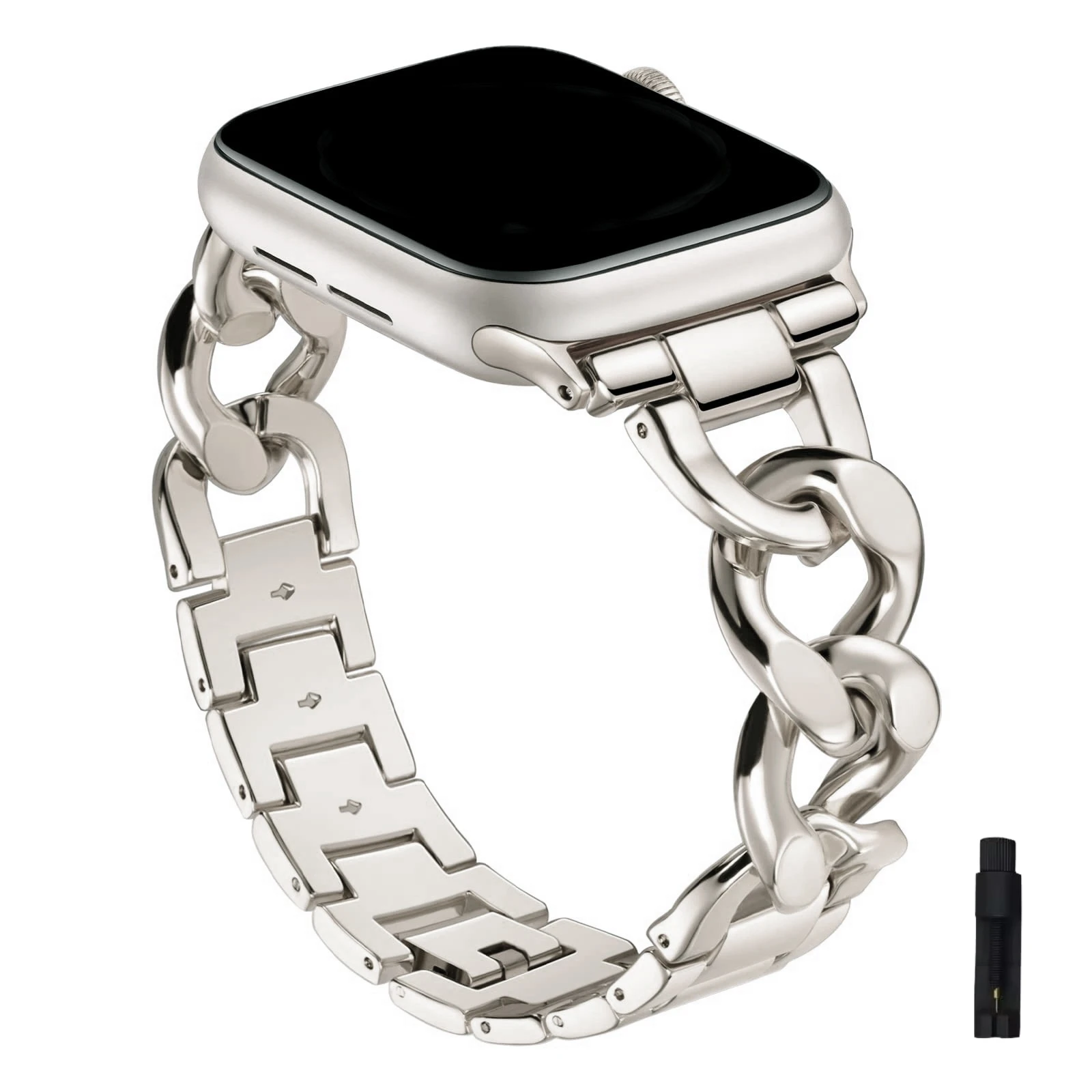Sleek Metallic Chain Watch Strap