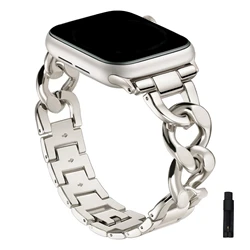 Sleek Metallic Chain Watch Strap - 42 44 45 46 49mm (Starlight)