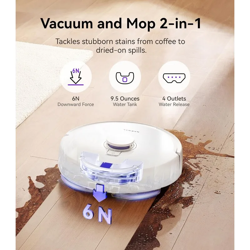 NARWAL Freo X Plus Robot Vacuum and Mop, 7-Week Dust Storage, Zero Tangles, 7800Pa Suction, Mopping,Tri-Laser Obstacle Avoidance