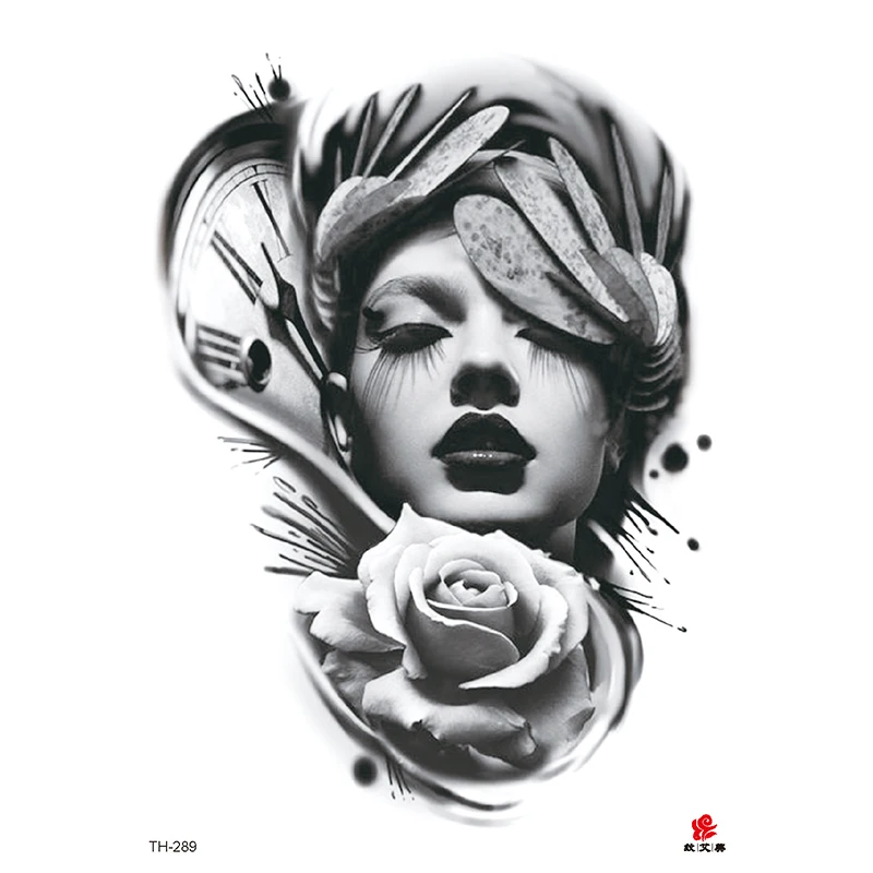 Waterproof Tattoo Stickers Men Women Durable Flower Arm Sexy Geisha Ins Wind Leg Art Scar Covering Simulation Sticker
