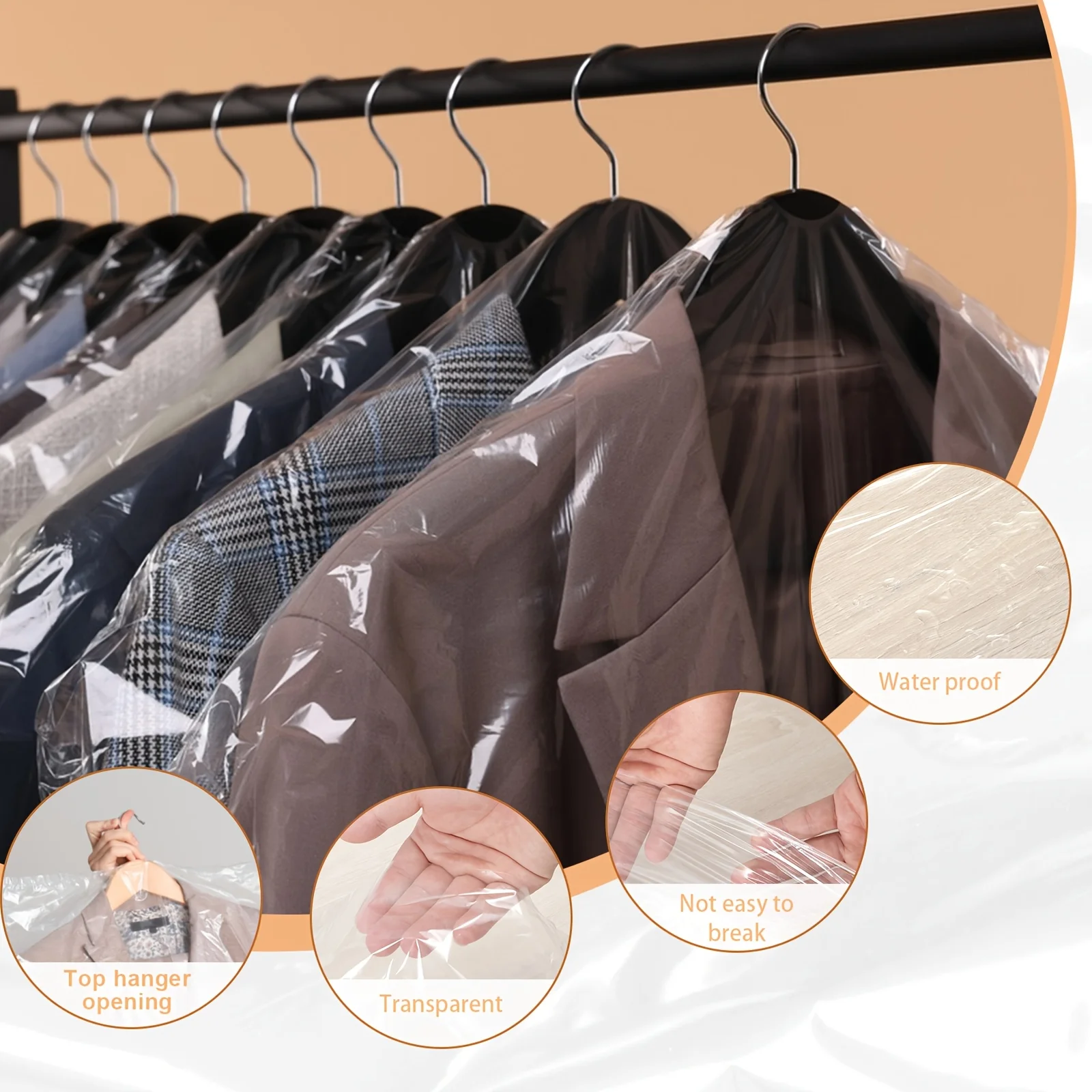 90pcs Clear Plastic Dry Cleaner Bags, 35.4 Inches, Dust-Proof Garment Covers w/ Secure Closure for Hanging Clothes & Storage 5