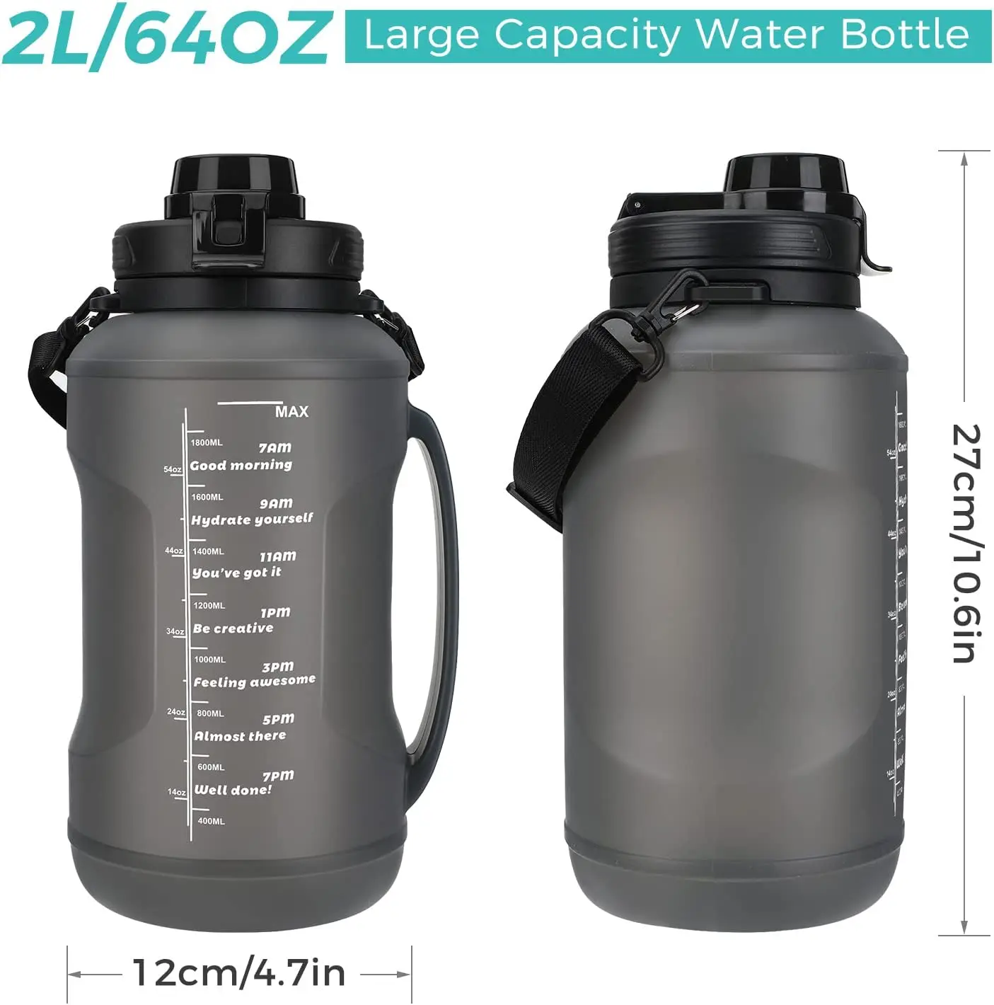 Collapsible Water Bottle, 2L/64OZ Large Capacity with Straw Half Gallon  Silicone Foldable Water Bottle with Carrying Strap - AliExpress