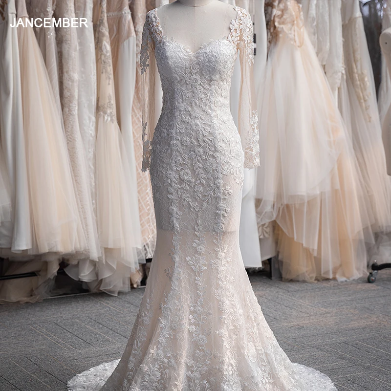 

Modest Scoop Long Sleeve Bridal Dress Sparkly Sequins Beads Wedding Gown 2024 Luxury A-line Long Bride Robe Vestido De Novia