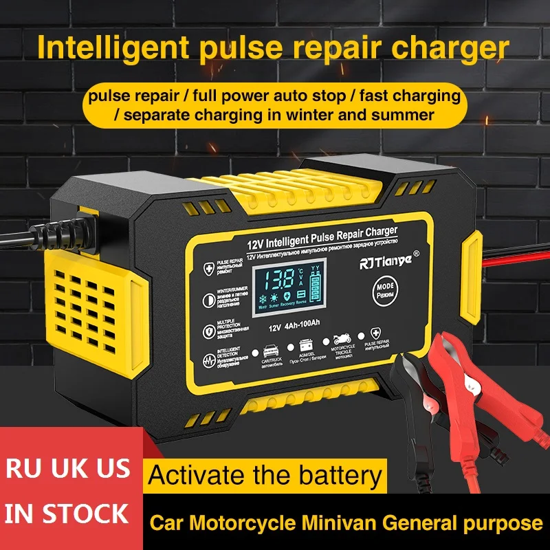EAFC 12-Amp Car Battery Charger, 12V/12A Smart Fully Automatic Battery Charger With Temperature Compensation For Car Truck Motorcycle Lawnmowers Marine Lead Acid Batteries (power Cord Length 2m - View #7