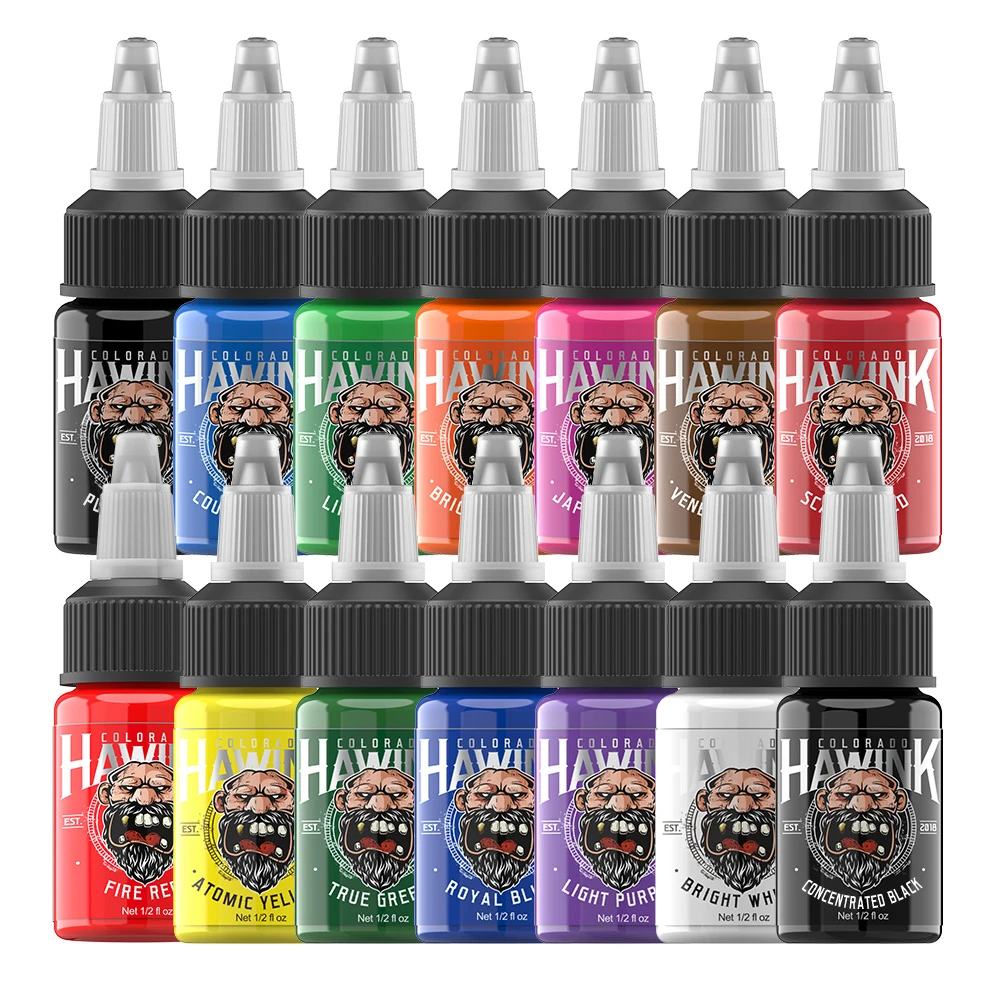 Tattoo Ink Kit 14Colors Tattoo Ink 15ml Professional Pigment Practice Eyebrow Eyeliner Lip Makeup