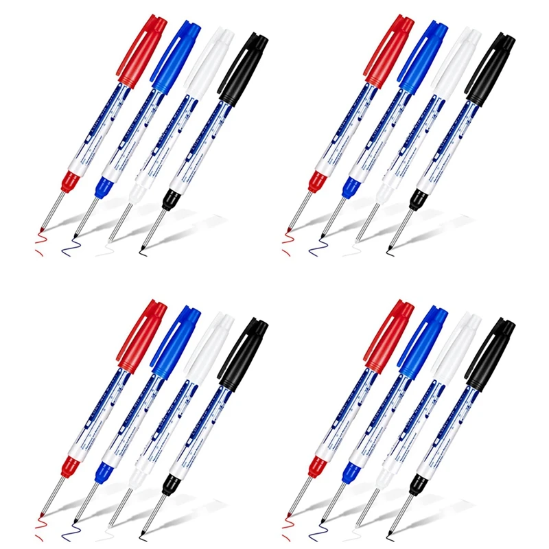 

16 Pcs Deep Reach Markers Long Nose Marker Waterproof Deep Hole Marker 30 Mm Reach Permanent Markers, 4 Colors