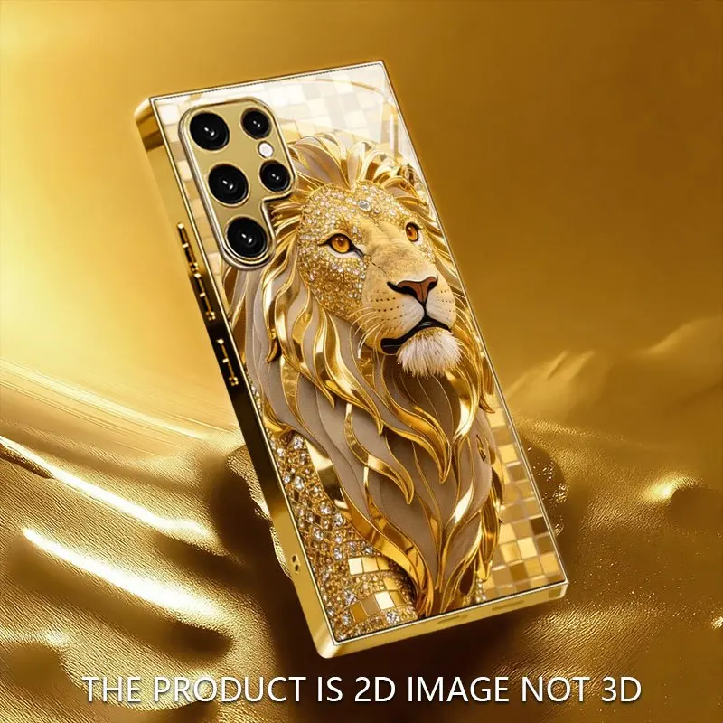 Golden Lion Weiyi Pattern Electroplated Gold Mobile Phone Case