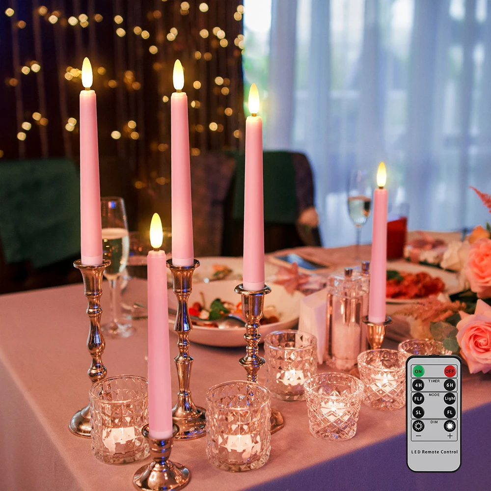 LED Candles Timer Remote And Flickering Flames Battery Operated Fake Candle Christmas Wedding Decoration Pink Birthday Candles