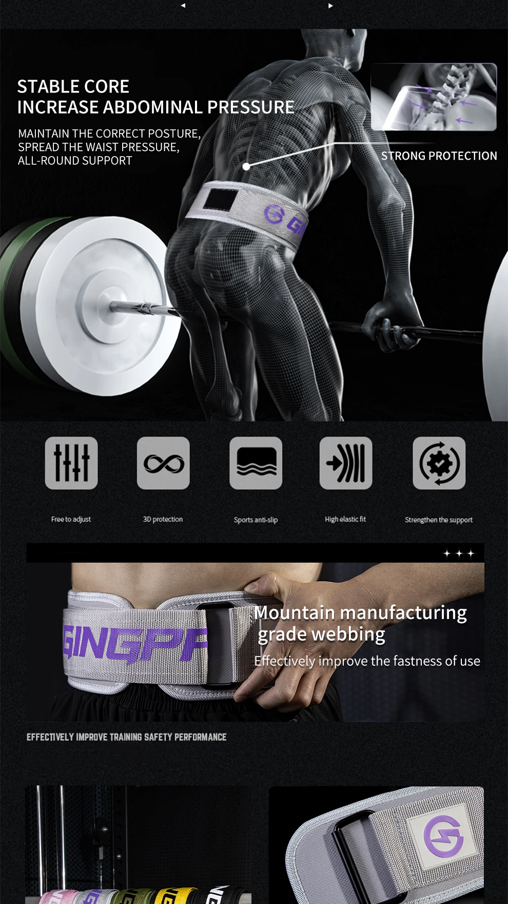 Schutzausrüstung Gewichtheben Taillenschutz für Männer Bodybuilding-Gürtel, Fitness-Gürtel, Professioneller Sportschutzgürtel – Detail 4