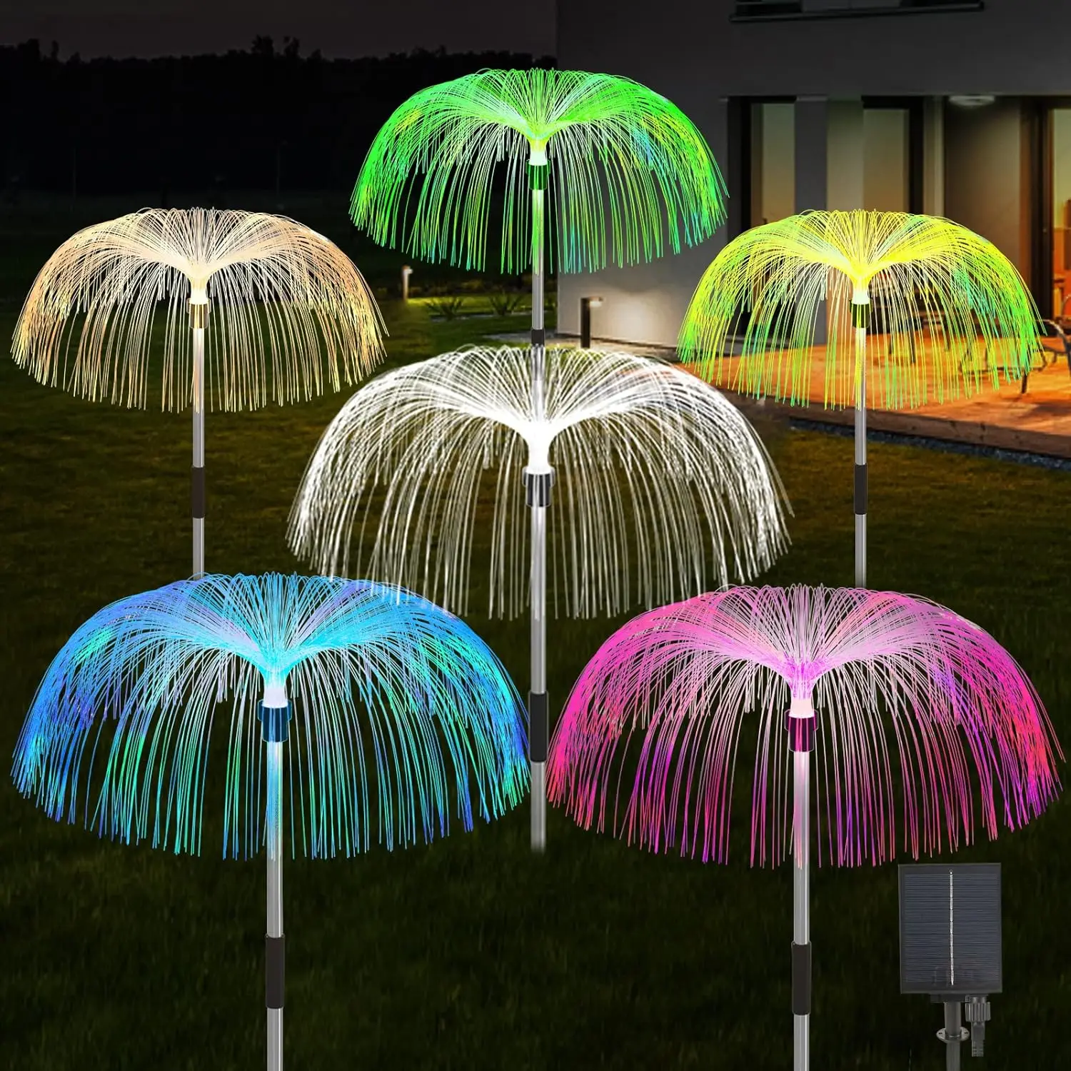 LED Solar Jellyfish Jardim Lights, ao ar livre, impermeável, Enfeites de Natal, Quintal, Varanda, Decoração Gramado, Solar Powered, Flores Lâmpada