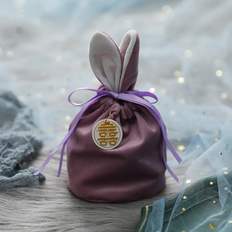 Samt-Bonbon tüte, Samttuch, Osterhasenohr-Bonbon tüte, Bonbons ch achtel mit Hand geschenk, hand gehaltene Stoff tasche