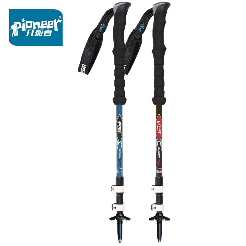 Pioneer 2 Pezzi Escursionismo All'Aperto Bastoni Da Passeggio Antiurto Bastoncini Da Arrampicata Telescopici Bastoncini Ultraleggeri Con Punte In Gomm