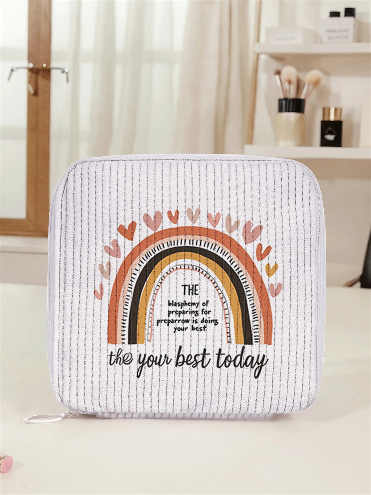 Rainbow pattern printed sanitary napkin storage bag, women's lightweight tissue bag, sanitary tissue bag