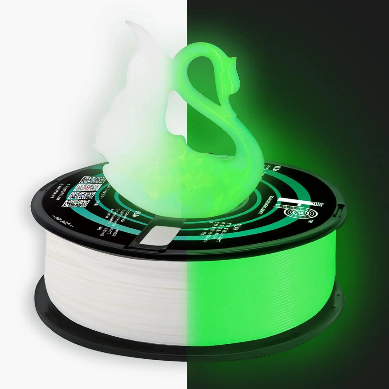 HP3DF 야광 PLA 3D 필라멘트, 1.75mm, 정확도 +/- 0.02mm, 1kg 스풀(2.2lbs), 대부분의 FDM 프린터에 호환(녹색 야광)