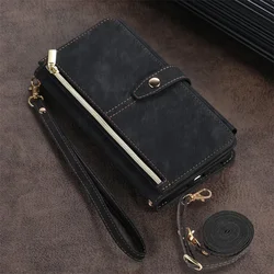 Elegant PU Leather Crossbody Wallet Phone Case with Card Holder & Lanyard - iPhone 13 Mini (Black)