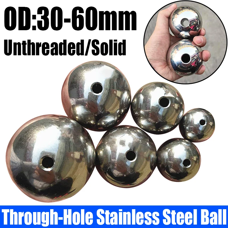 Bead Piercing Bola Através do Furo Sólido Unthreaded Decoração Pulseira Hardware Faça Você Mesmo od 3060 mm 1pc Aço Inoxidável