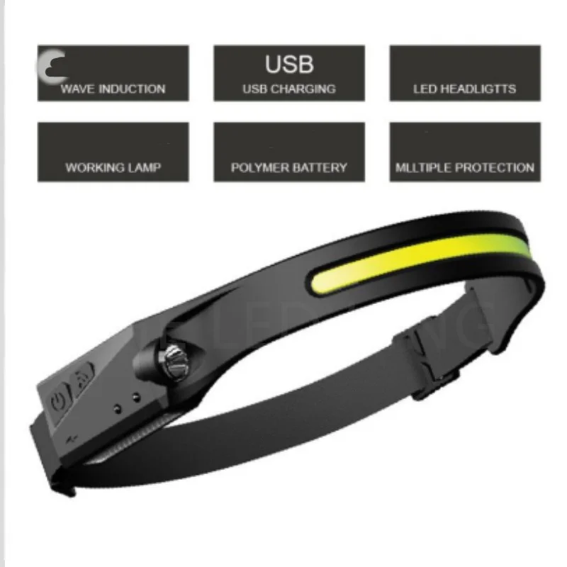 LED Sensor Headlamp Camping Fishing Search Light Head Flashlight Rechargeable Powerful Head Lamp Front Lanterns Headlights