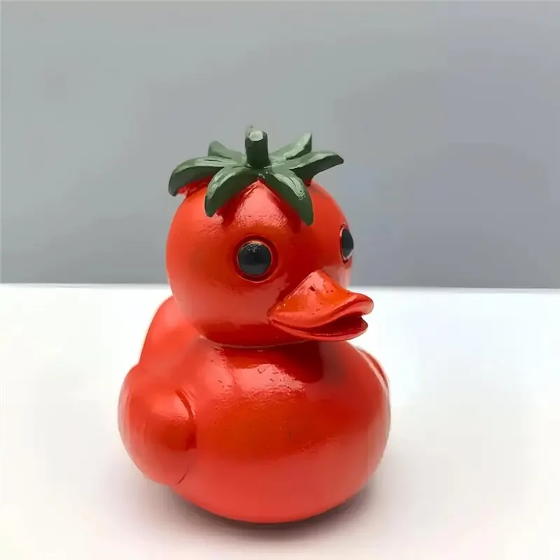 정원 테마 데스크탑 조각상, 기발한 토마토 오리 장식, 3D 레진 오리 피규어, 참신한 아이템