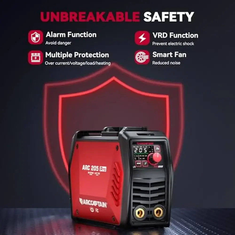 205A Welding Machine Stick Welder TIG MMA ARC/Lift IGBT Inverter Bluetooth Control LED Display Lightweight Design 5