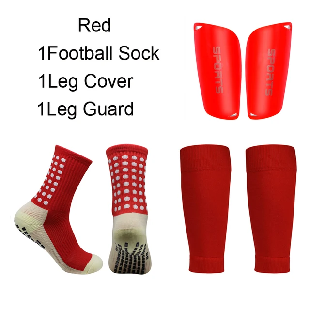 1 Combination set of adhesive point anti slip football socks and leg protection socks Leg Guard Volleyball Running Cycling Sock 4