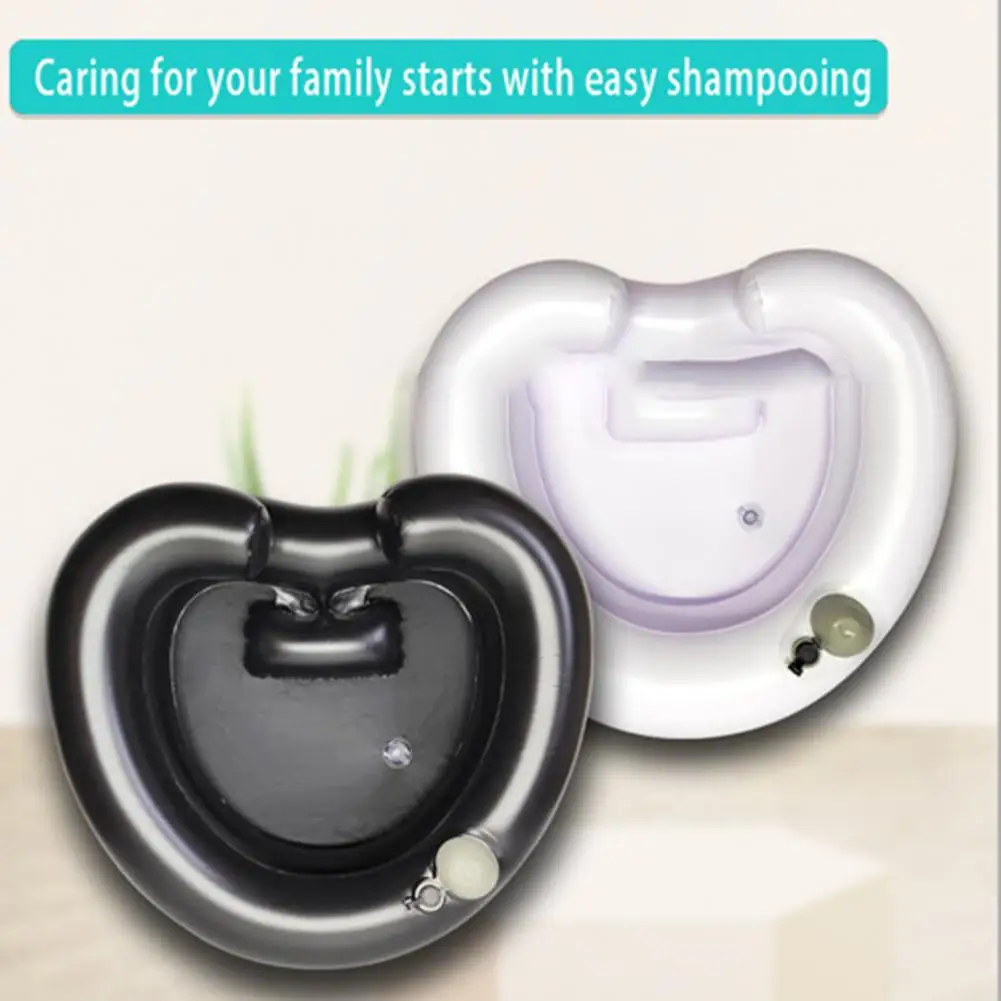 Inflatable Hair Washing Basin Portable Shampoo Basin with Wide Neck Opening Heart-shaped Shampoo Bowl Elderly