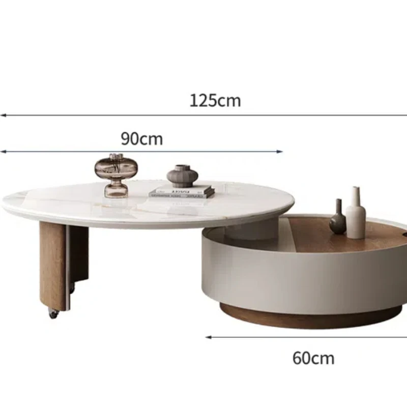 Rotatable Round Coffee Sofa Table Luxury Living Room Sofa Living Room Table Bedroom Desks Designer De Salon Kotatsu
