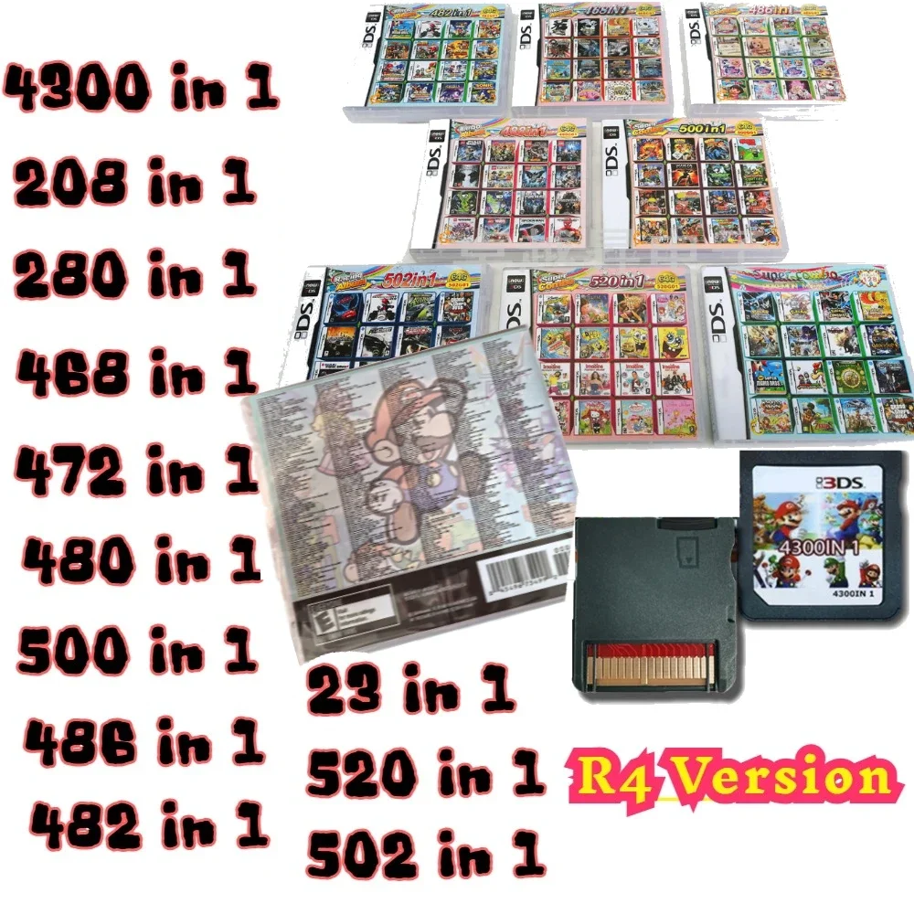 Cartouche de jeux vidéo MULTI CART Super Combo 23 en 1/482 en 1 pour DS ...