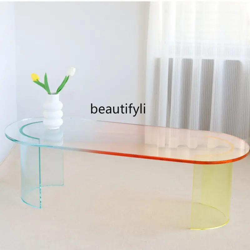 

yj Rectangular Acrylic Colorful Coffee Table Nordic Living Room Simple Creative Designer Table