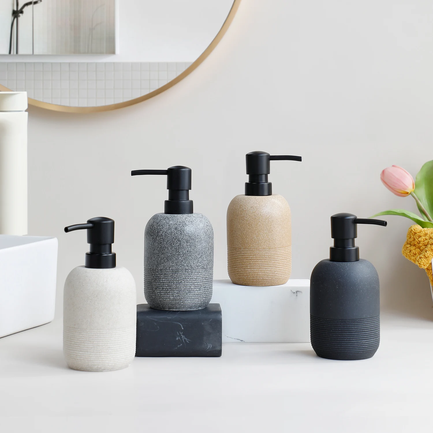 Professional liquid soap and detergent dispenser with a manual pump
