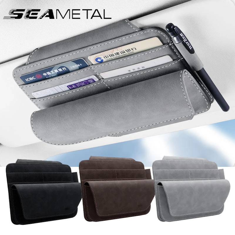 Suede Car Sun Visor Organizer with Glasses Holder