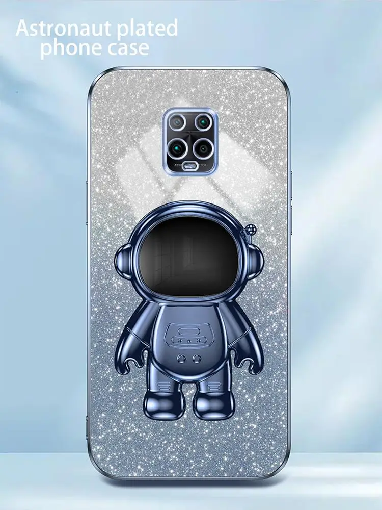 Luxury Glitter Plating Astronaut Holder Stand Silicone Back Cover