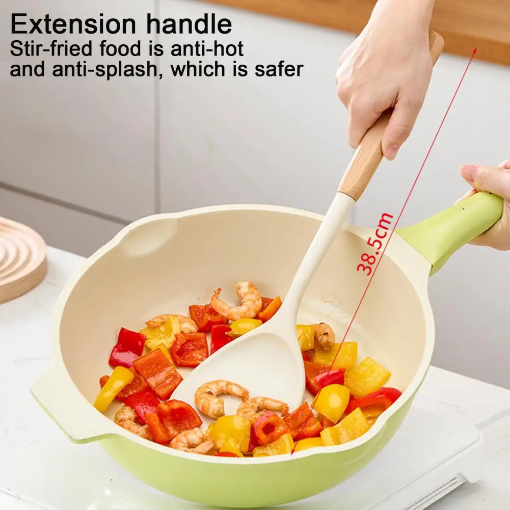 

Kitchen Spatula High Temperature Resistant Food-grade Silicone Soup Ladle Spatula Set with Long Handle for Non-stick Pan Special