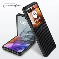 Elegant Shockproof Leather Phone Case - Premium Luxury Cover with Hard Plastic Protection for Moto Razr 60 (Carbon Fiber)