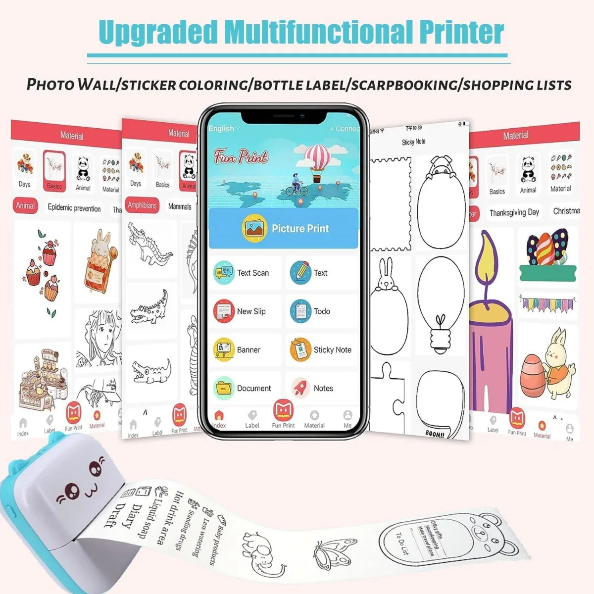 Inkless Printer Portable Thermal Printer Bluetooth Wireless Small Instant Pocket Printer For Anatomy Picture Children DIY