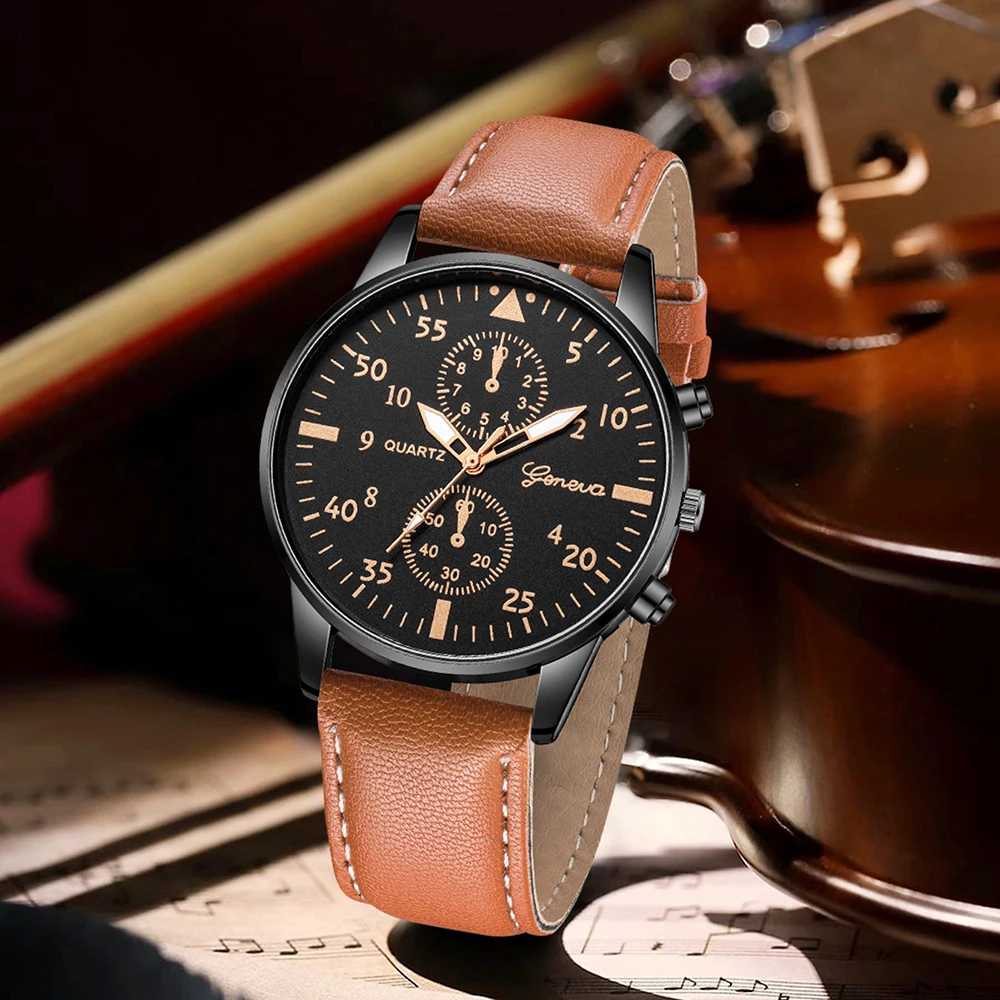 3PCS Men's Fashion Watch Set Business Trend Versatile Retro Classic Round Dial Quartz Watch Set as a Holiday Gift for Him 3