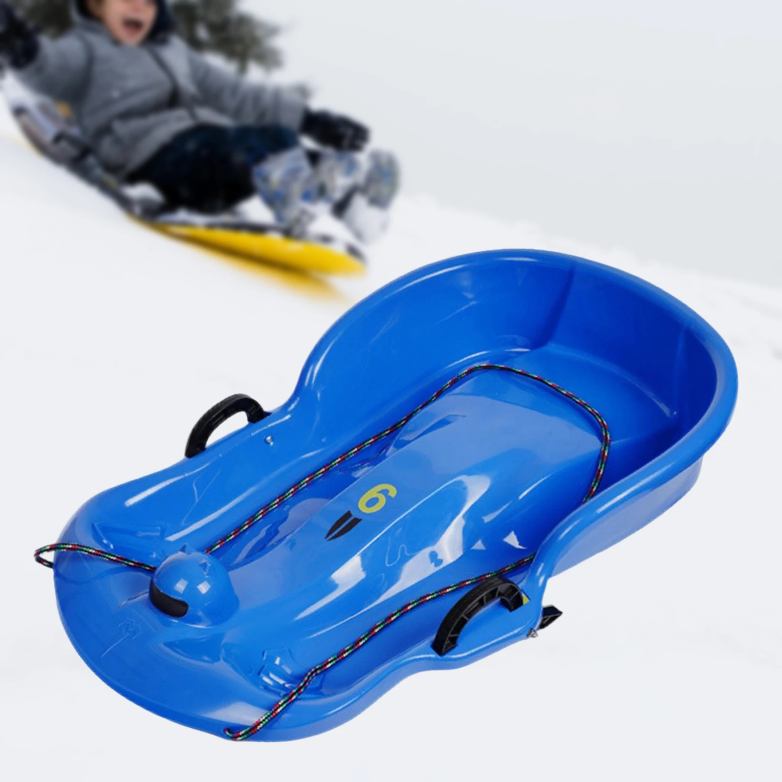 Portable Outdoor Winter Snow Sled Sleigh Sledding Toboggan Kids Sledge with Double Seat Heavy Duty Grass Sand Pull Rope Sled