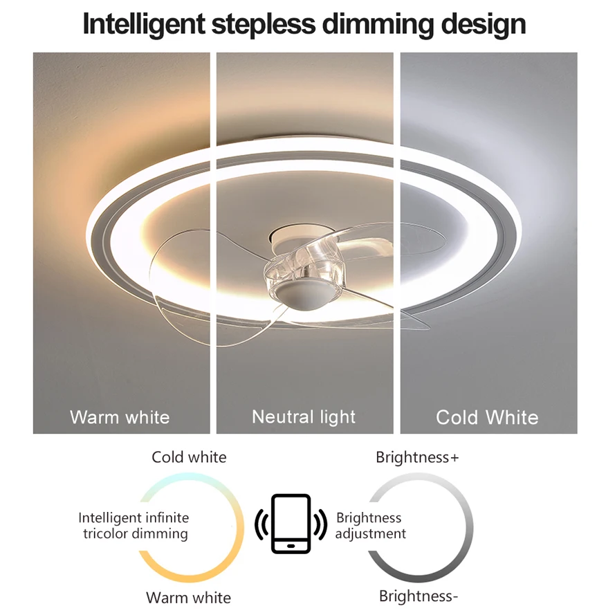 Smart Ceiling Fans With Lights Remote Control Dimming Bedroom Decor Ventilator Lamp 30W 36W all Copper Motor Silent Ceiling Fans