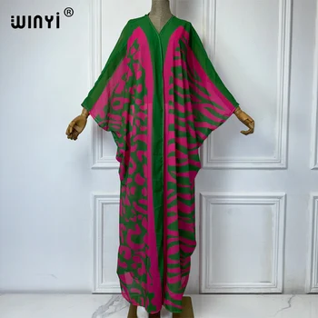WINYI Africa Bohemia print Kimonos loose dresses for woman Cardigans beach outfits kaftan beach cover up evening dress maxi coat 1