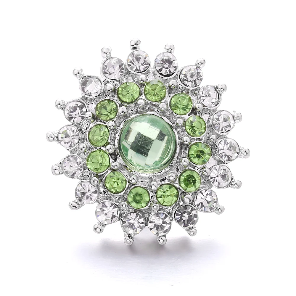 20pcs  Snap Button Jewelry DIY Crystal Rhinestone Flower 18mm 20mm Metal Snap Buttons Fit Snap Bracelet Bangle