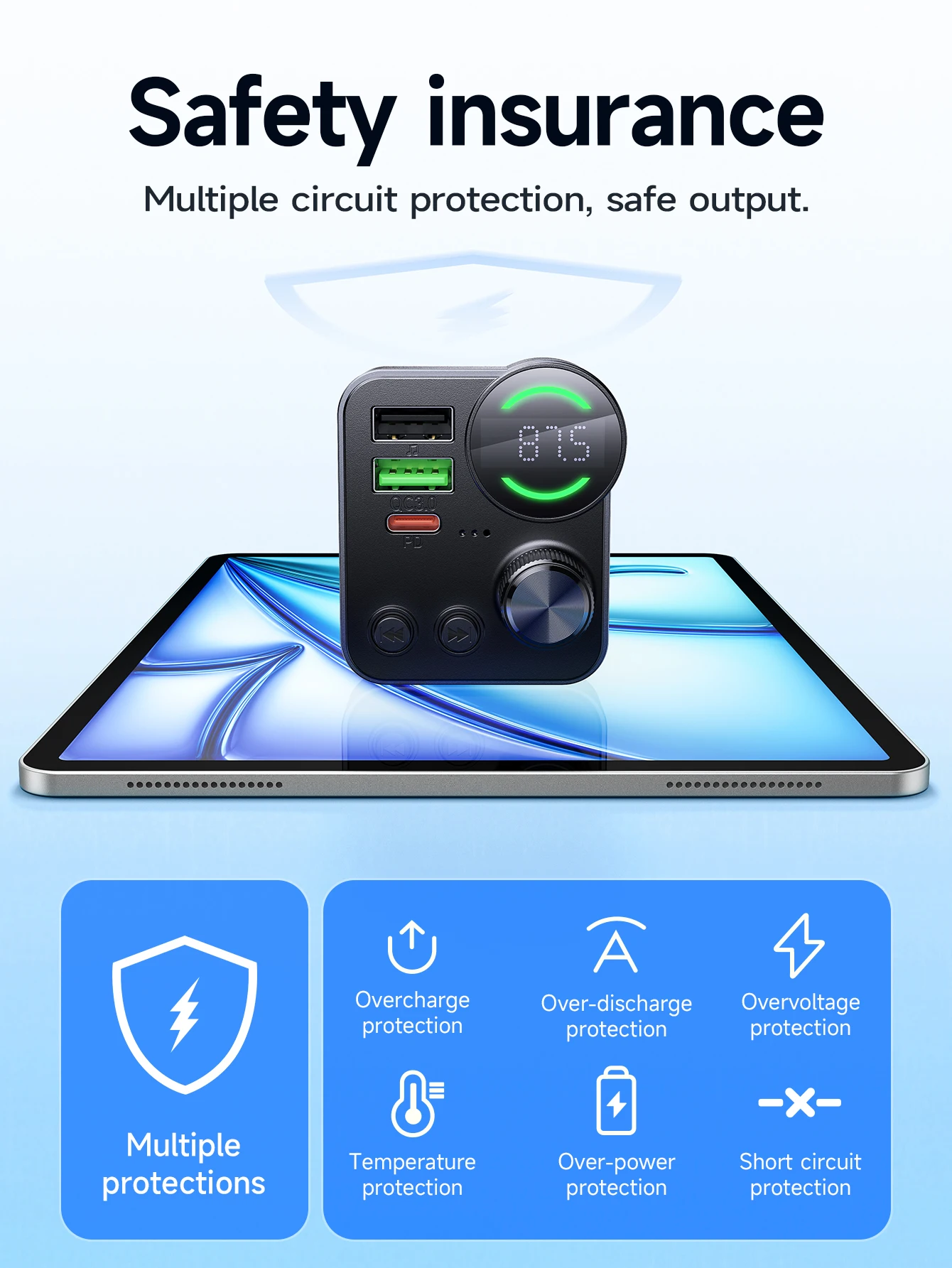 HOCO E86 48W Bluetooth 5.4 Car FM Transmitter with PD 30W & QC3.0