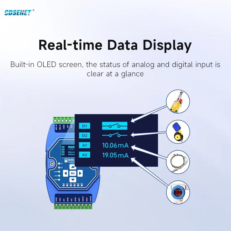 아날로그 및 디지털 수집 제어, CDSENET ME31-AAAX4220 ModBus TCP RTU I/O 네트워킹 모듈, 4DI + 2AI + 2DO RS485 RJ45