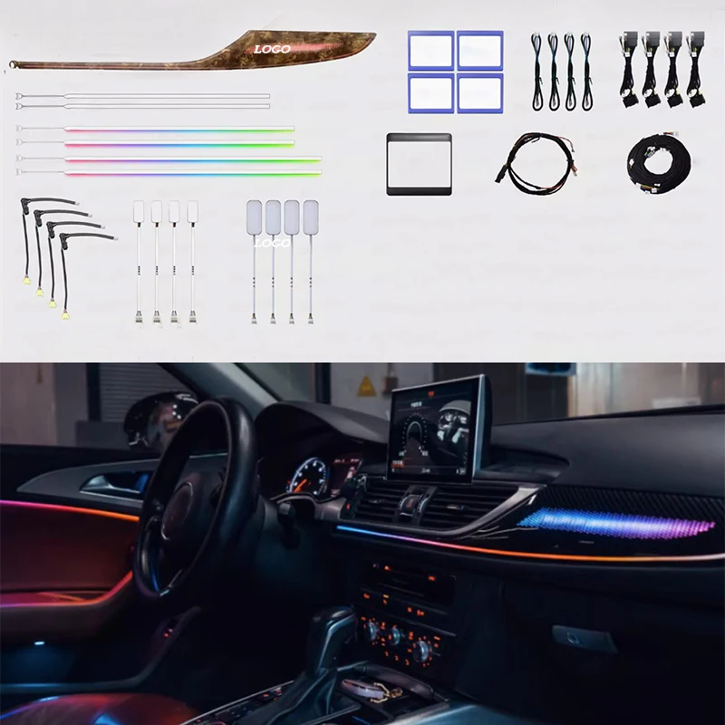 Car Atmosphere Lights Fit for Audi A6L 2012-2018 Mold Model Mahogany Carbon Fiber  Streamer Symphony Atmosphere Lights