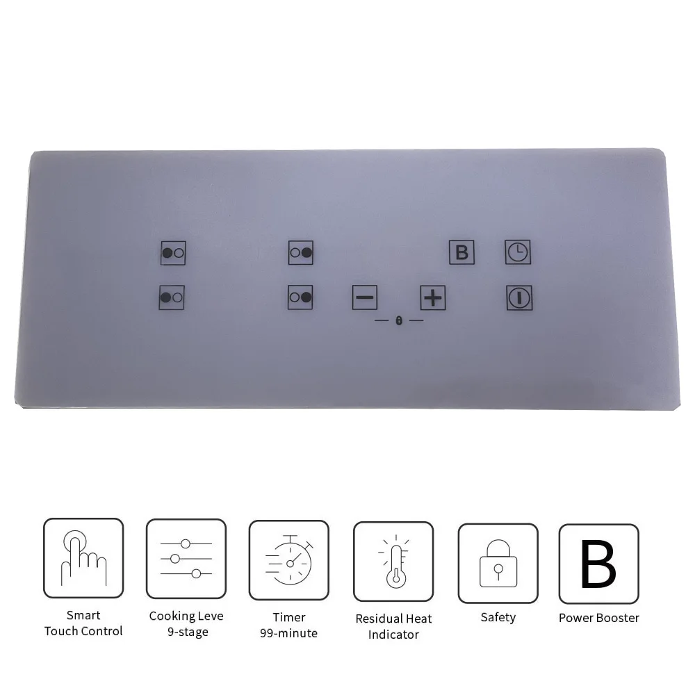 Hidden 4 Burner Induction Cooker Black Panel Electric Touch Screen Stainless Steel 220V 8000W Electric