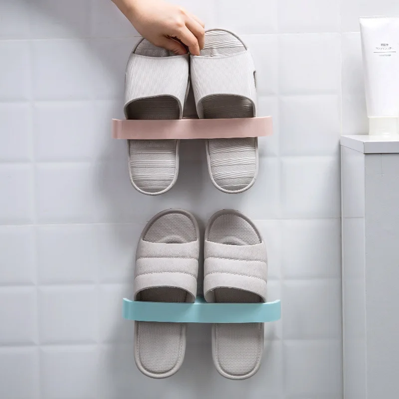 Bathroom Wall-mounted Slippers, Hanger, Shoe Cabinet, Family Storage Shoe Rack, Punch-free and Space-saving Shoe Box