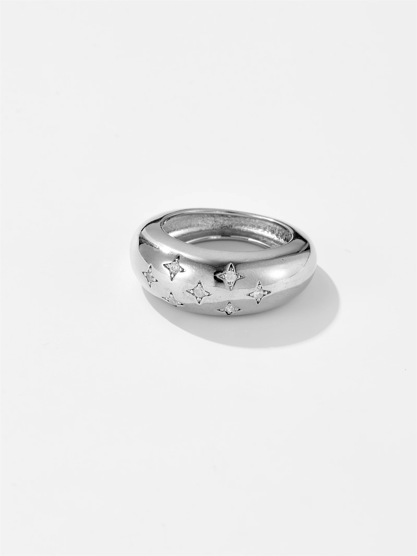 Silver Rings Silver Ring Gold Plated Rings Wedding Rings Gold Plated Silver Ring Gold Rings 925 Sterling Silver Gold LA Dome CZ Zircon Star Ring