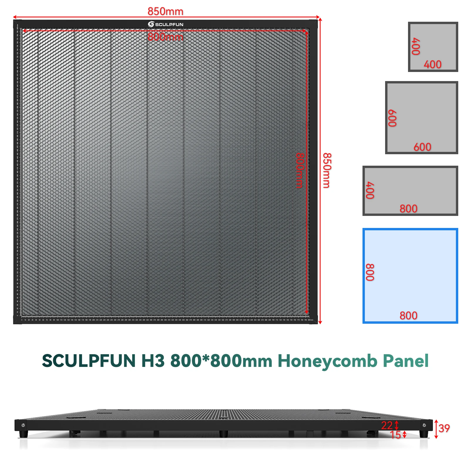 SCULPFUN H3 400x400/600X600/800x800mm Laser Cutting Honeycomb Panel  Workbench Suitable for Diode CO2 Laser Engraving Machine