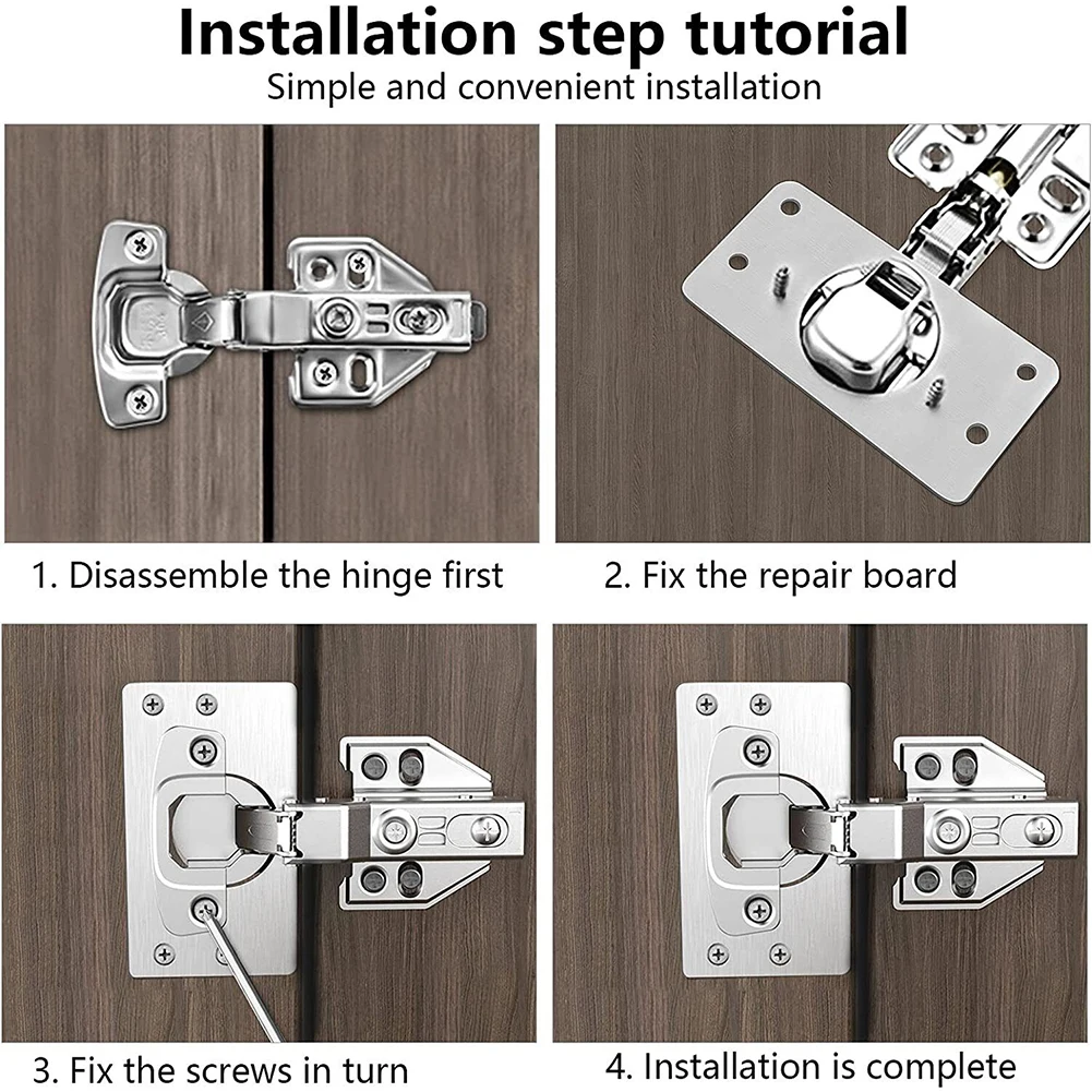 Hinge Repair Plate 1/2/4/10 Pair Stainless Steel for Cabinet Furniture Hinges Mounting Kitchen Cupboard Door Fixing